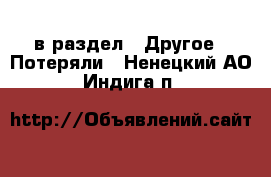  в раздел : Другое » Потеряли . Ненецкий АО,Индига п.